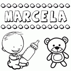 Dibujo del nombre Marcela para colorear, pintar e imprimir