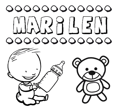 Dibujo del nombre Marilén para colorear, pintar e imprimir