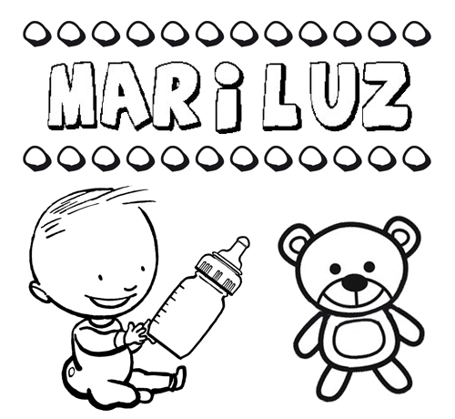 Dibujo del nombre Mariluz para colorear, pintar e imprimir