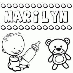 Dibujo del nombre Marilyn para colorear, pintar e imprimir