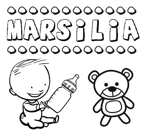 Dibujo del nombre Marsilia para colorear, pintar e imprimir