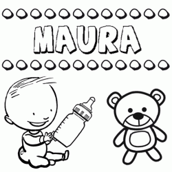 Dibujo del nombre Maura para colorear, pintar e imprimir