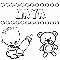 Dibujo del nombre Maya para colorear, pintar e imprimir