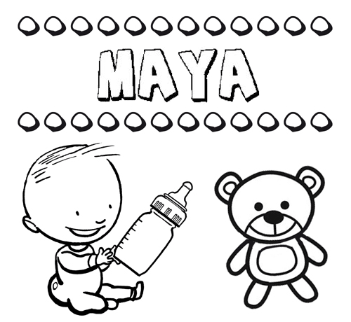 Dibujo del nombre Maya para colorear, pintar e imprimir