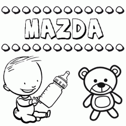 Dibujo del nombre Mazda para colorear, pintar e imprimir