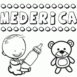 Dibujo del nombre Mederica para colorear, pintar e imprimir
