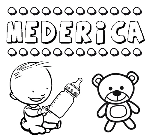 Dibujo del nombre Mederica para colorear, pintar e imprimir