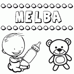 Dibujo del nombre Melba para colorear, pintar e imprimir