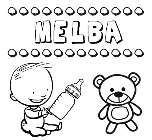 Dibujo del nombre Melba para colorear, pintar e imprimir