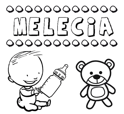 Dibujo del nombre Melecia para colorear, pintar e imprimir
