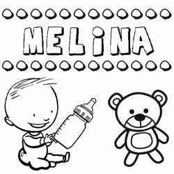 Dibujo del nombre Melina para colorear, pintar e imprimir