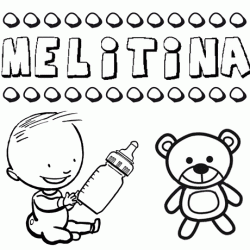 Dibujo del nombre Melitina para colorear, pintar e imprimir