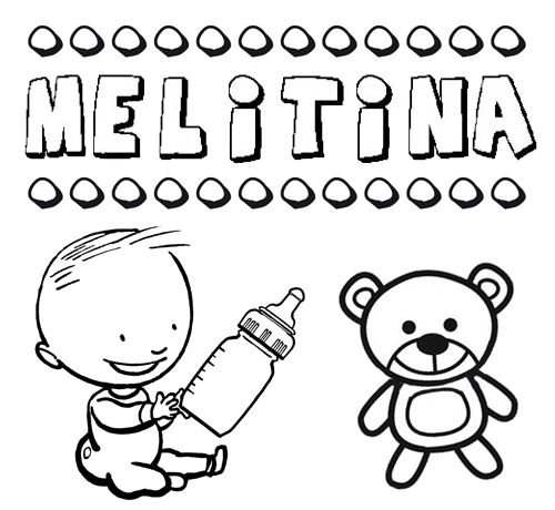 Dibujo del nombre Melitina para colorear, pintar e imprimir