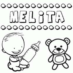 Dibujo del nombre Melita para colorear, pintar e imprimir