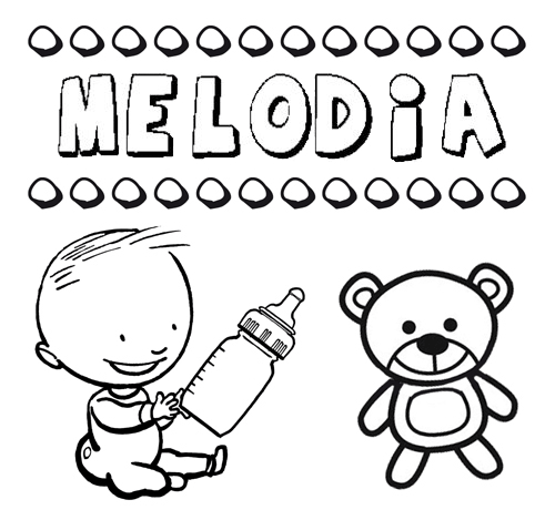 Dibujo del nombre Melodía para colorear, pintar e imprimir