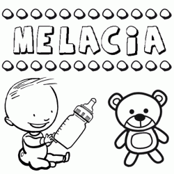 Dibujo del nombre Melacia para colorear, pintar e imprimir