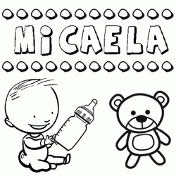 Dibujo del nombre Micaela para colorear, pintar e imprimir