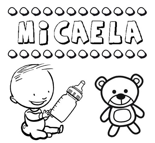 Dibujo del nombre Micaela para colorear, pintar e imprimir