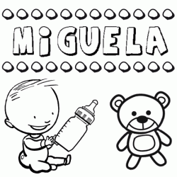 Dibujo del nombre Miguela para colorear, pintar e imprimir