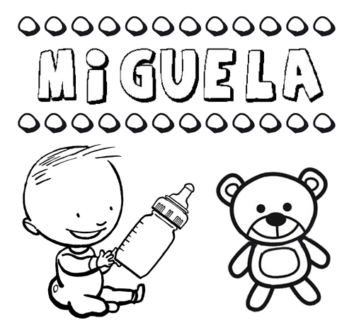 Dibujo del nombre Miguela para colorear, pintar e imprimir