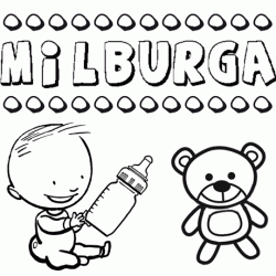 Dibujo del nombre Milburga para colorear, pintar e imprimir