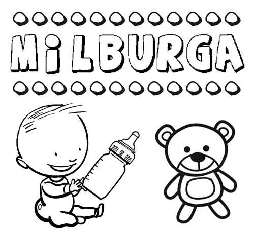 Dibujo del nombre Milburga para colorear, pintar e imprimir