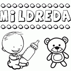 Dibujo del nombre Mildreda para colorear, pintar e imprimir