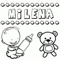 Dibujo del nombre Milena para colorear, pintar e imprimir