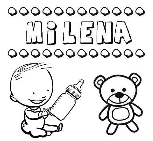 Dibujo del nombre Milena para colorear, pintar e imprimir