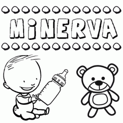 Dibujo del nombre Minerva para colorear, pintar e imprimir