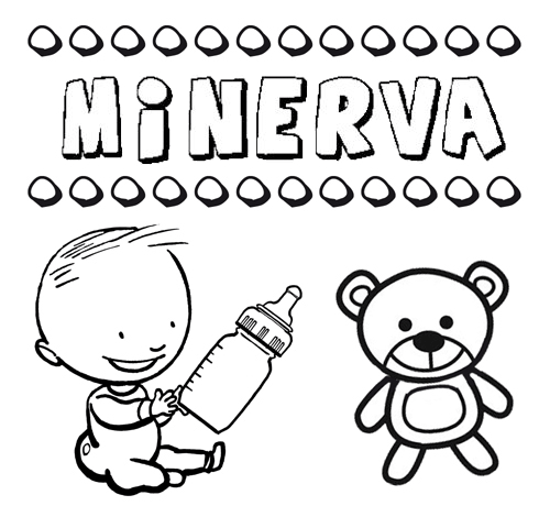 Dibujo del nombre Minerva para colorear, pintar e imprimir