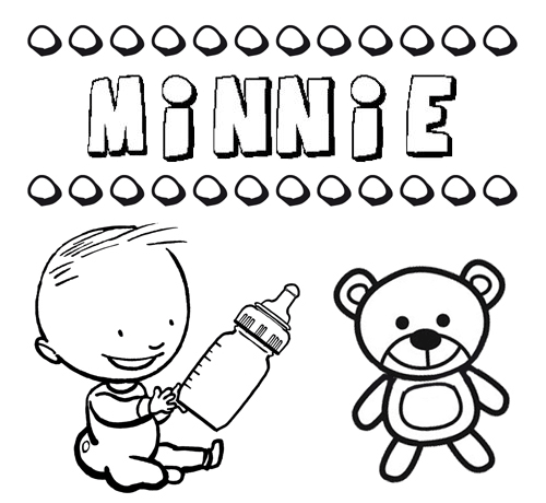 Dibujo del nombre Minnie para colorear, pintar e imprimir