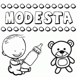 Dibujo del nombre Modesta para colorear, pintar e imprimir