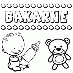 Dibujo del nombre Bakarne para colorear, pintar e imprimir
