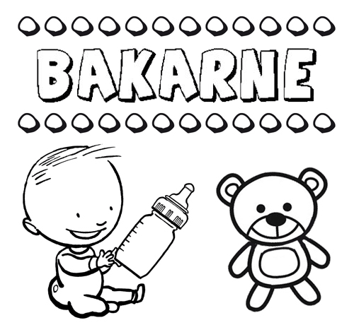 Dibujo del nombre Bakarne para colorear, pintar e imprimir