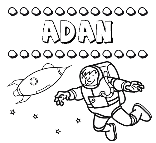 Dibujo con el nombre Adán para colorear, pintar e imprimir