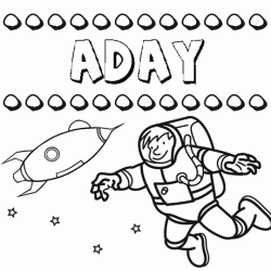 Dibujo con el nombre Aday para colorear, pintar e imprimir