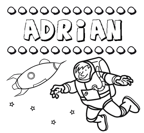 Dibujo con el nombre Adrián para colorear, pintar e imprimir