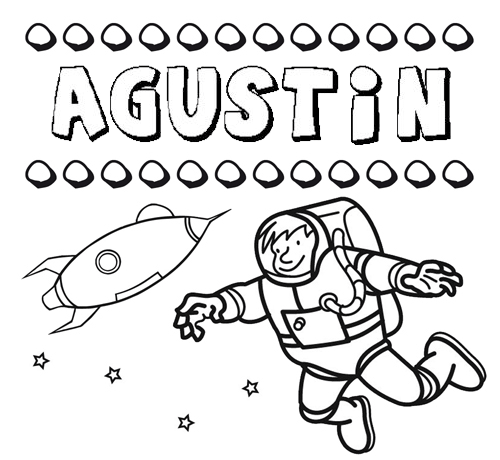 Dibujo con el nombre Agustín para colorear, pintar e imprimir