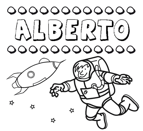 Dibujo con el nombre Alberto para colorear, pintar e imprimir