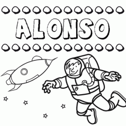 Dibujo con el nombre Alonso para colorear, pintar e imprimir