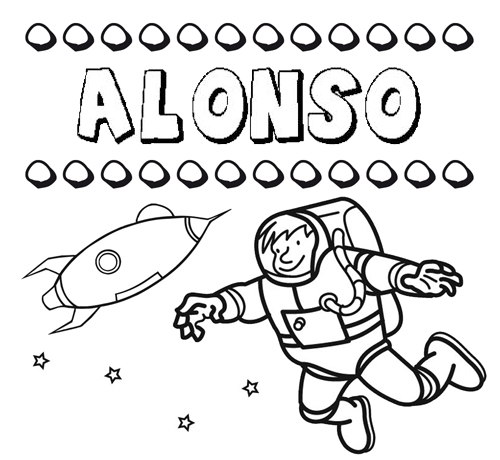 Dibujo con el nombre Alonso para colorear, pintar e imprimir
