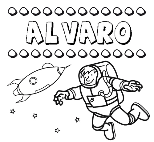 Dibujo con el nombre Álvaro para colorear, pintar e imprimir