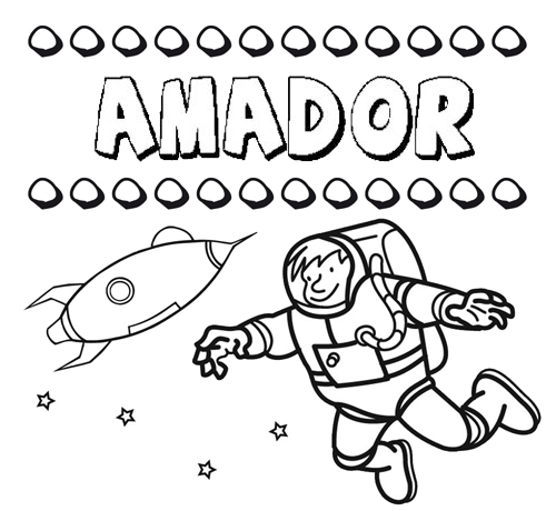 Dibujo con el nombre Amador para colorear, pintar e imprimir