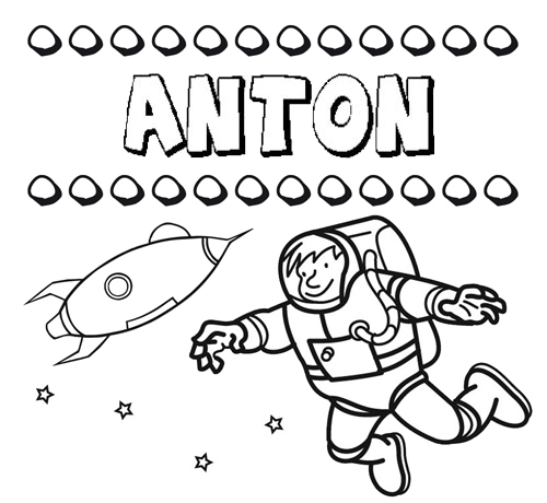 Dibujo con el nombre Antón para colorear, pintar e imprimir