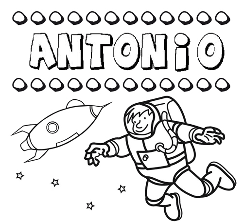 Dibujo con el nombre Antonio para colorear, pintar e imprimir