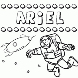 Dibujo con el nombre Ariel para colorear, pintar e imprimir