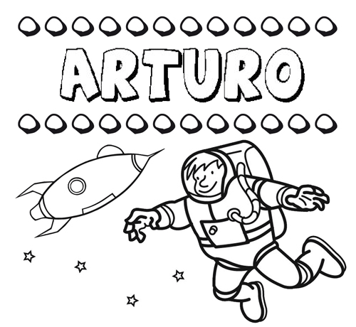 Dibujo con el nombre Arturo para colorear, pintar e imprimir