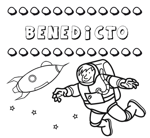 Dibujo con el nombre Benedicto para colorear, pintar e imprimir