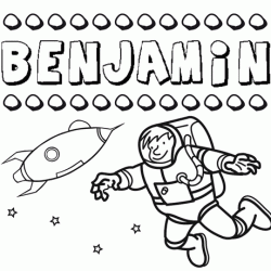 Dibujo con el nombre Benjamín para colorear, pintar e imprimir